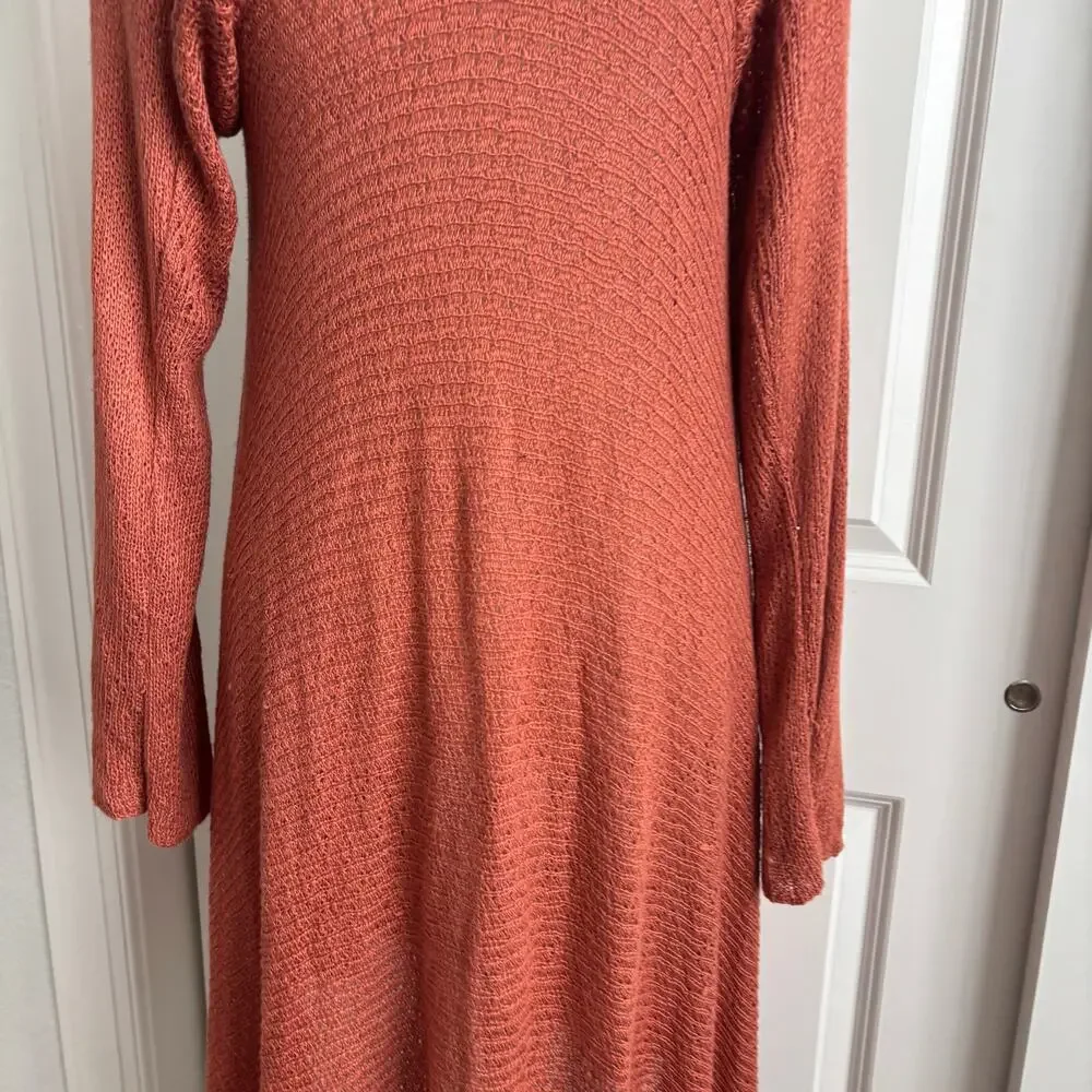Kby 100% Bamboo Long Line Open Front Draped Asymmetric Cardigan Orange